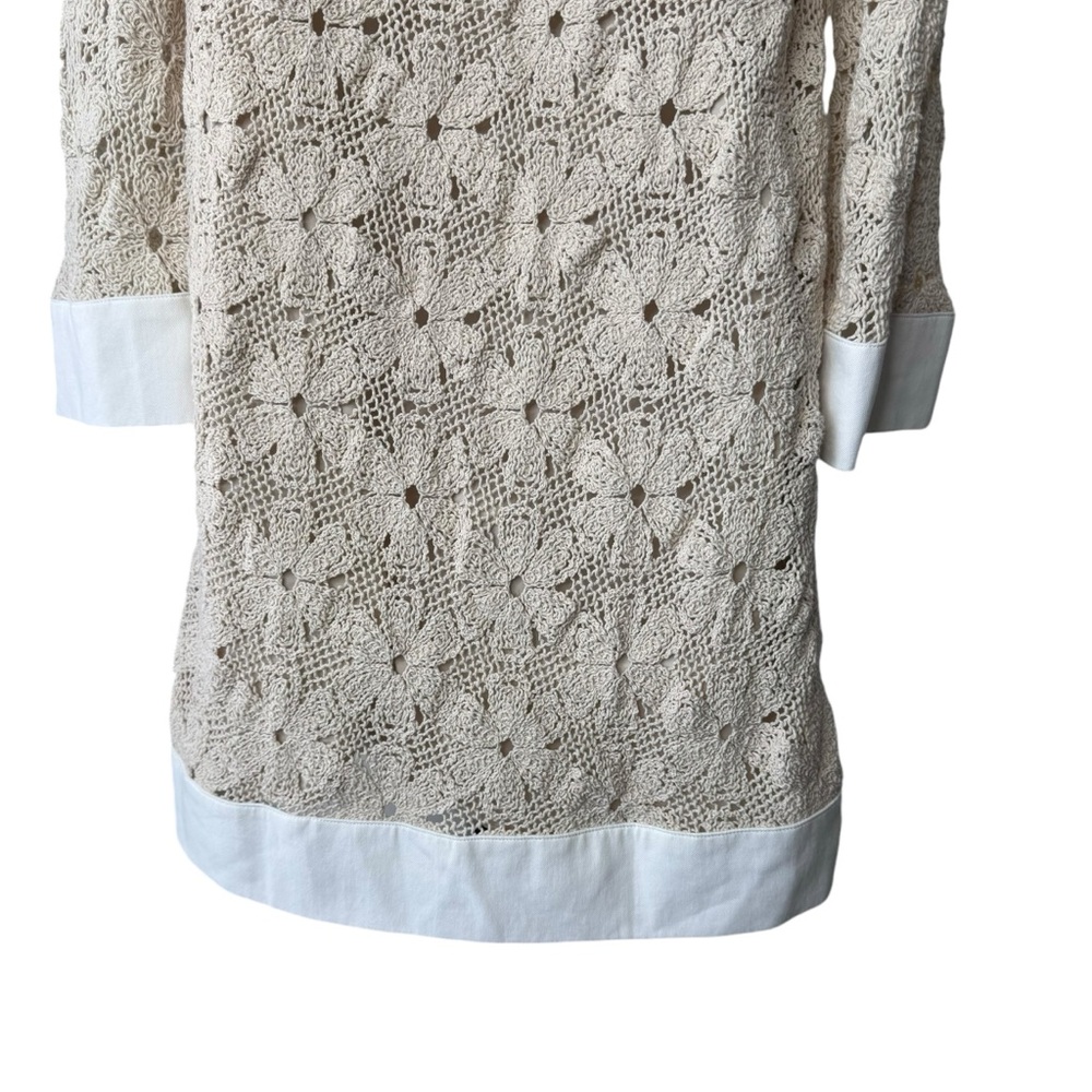 Tuckernuck NEW Tan Crochet Collier Collared Coastal Mini Dress Size S - Picture 9 of 10